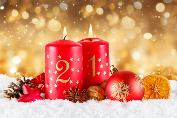 istock Second 2nd Sunday in advent with candle Christmas time decoration with copyspace copy space 1805694206