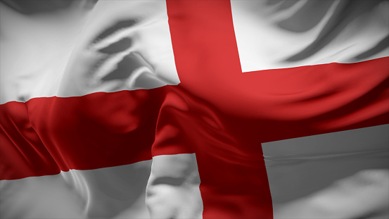 3d illustration flag of England. Close up waving flag of England.