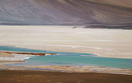 Salar de Talar, Part of a Series of High Plateau Salt Lakes at the Altitude of 3,950 M. of Northern Chilean Andes, Chile, South America