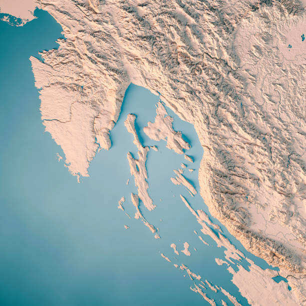 istock Croatia Kvarner Gulf Topographic Map 3D Render Neutral 1805732862