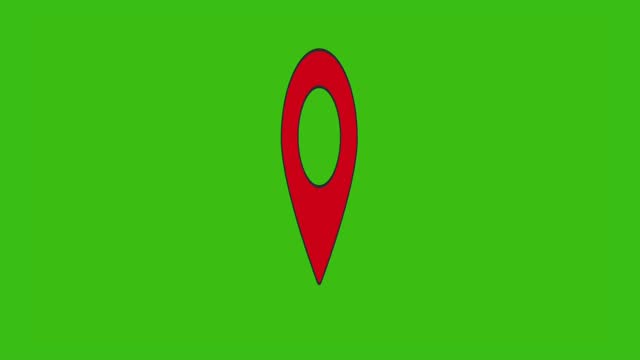 4K Map pin on green background. Location symbol, Map marker.