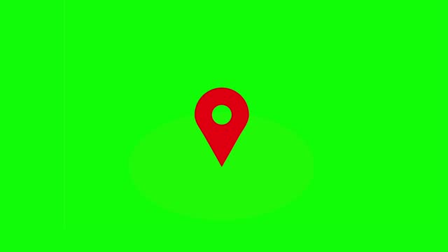 4K Map pin on green background. Location symbol, Map marker.