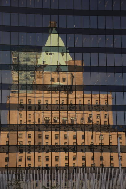 Vancouver Art Gallery building reflects in a facade