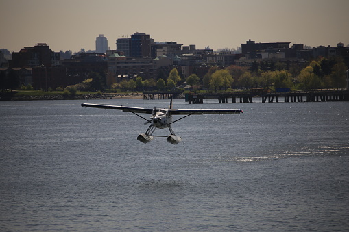 A small private aircraft in flight.