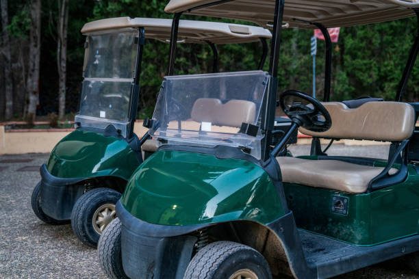 istock Two golf carts parked at the golf facility 1805749833