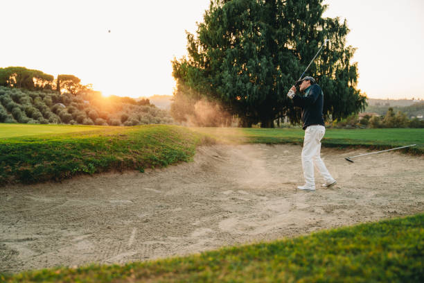 istock Golfer shot from a sand trap 1805751545