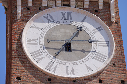 giant clock at tower torre dei lamberti, Verona