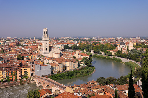 old town of Verona with adige river