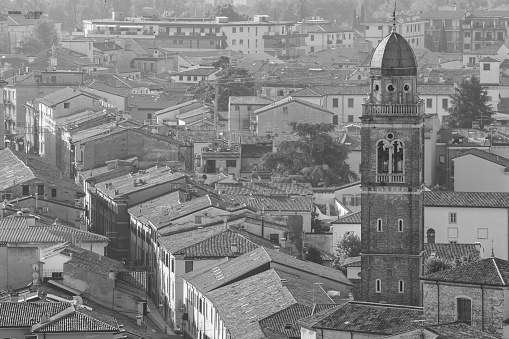 old town of Verona in black and white
