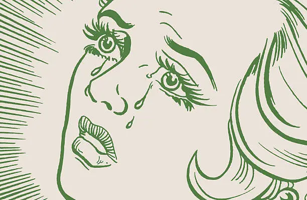 Vector illustration of Crying Woman