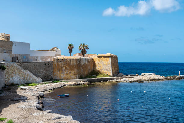 View of the Bastione Conca or Conca bastion in the promenade of Marsala, Trapani, Sicily, Italy