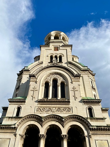 Bulgaria- Sofia - Alexandre-Nevski Cathedral - Bulgarian orthodox Cathedral in Sofia. Beo Byzantine style. One of the 50 largest Christian church buildings by volume in the world