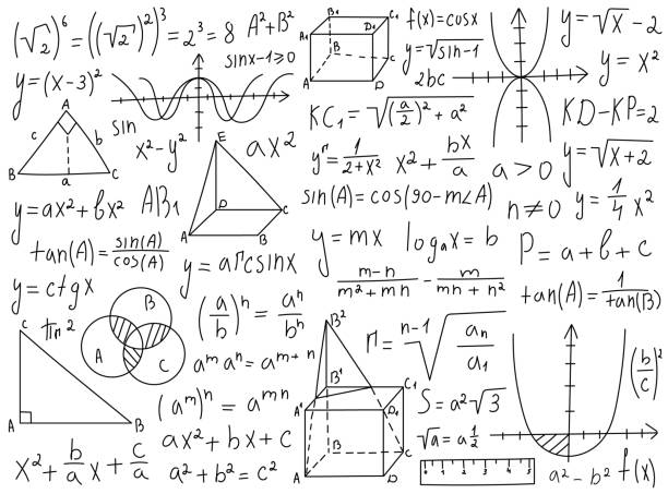 sketch math symbols, equations and formulas and graphics hand written doodles vector illustration - 腎結石 幅插畫檔、美工圖案、卡通及圖標