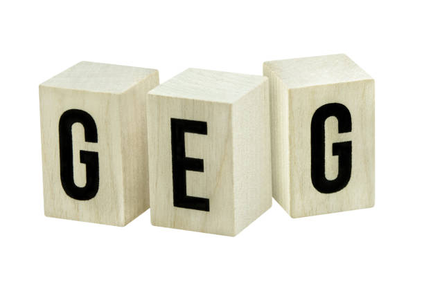 istock Wooden cubes and GEG isolated on white  background 1805836972