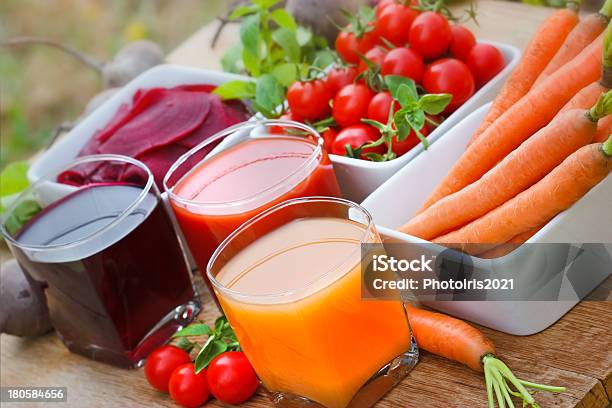 Carrot Tomato And Beet Juice Stock Photo - Download Image Now - Agriculture, Beet, Carrot