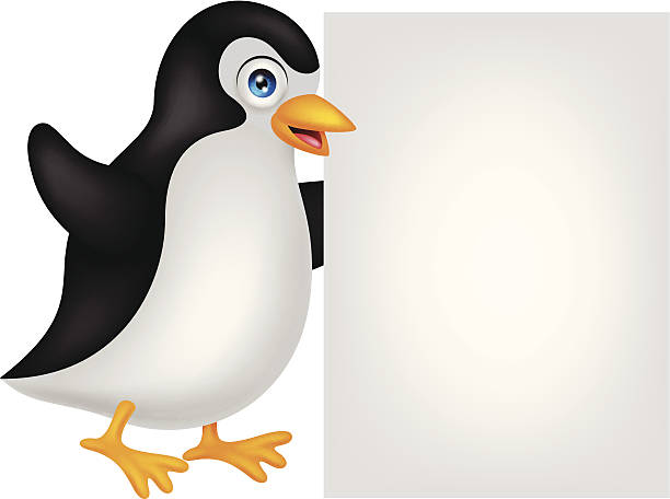 Pingwin kreskówka z pusty znak – artystyczna grafika wektorowa