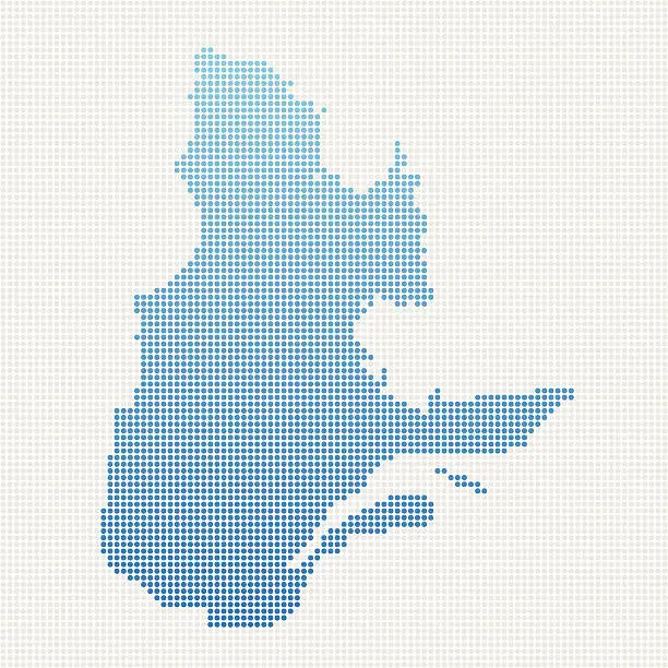 Vector illustration of Quebec Map Blue Dot Pattern