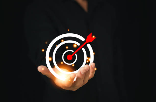 istock Businessman showing business target planning development leadership and customer target group, investment growth and success development, achivement, goal, strategy, finance concept. 1805861698