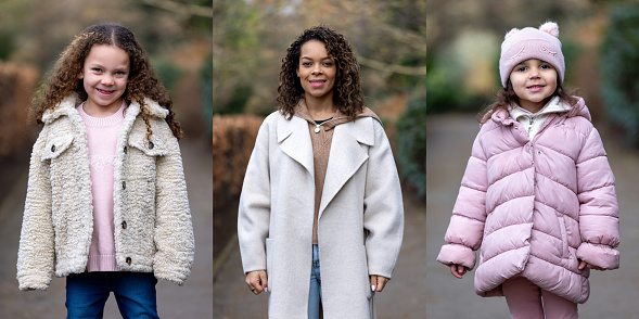 A three-quarter-length image montage of a mother and her two daughters looking into the camera. They're wearing warm clothing on a cold winter morning. The park is located in Gateshead.\n\nVideos are also available for this scenario.