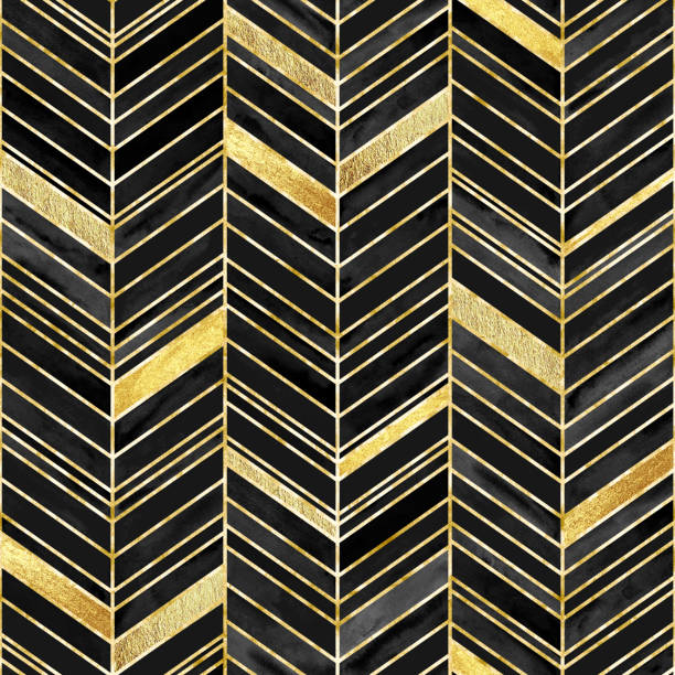istock Abstract watercolor black brushstrokes holiday chevron seamless pattern 1805871458