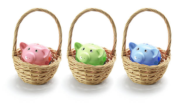 istock Piggy Banks in Baskets 180587165