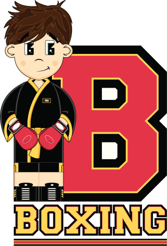 Cute little Champion Boxer Alphabet Learning Letter B.