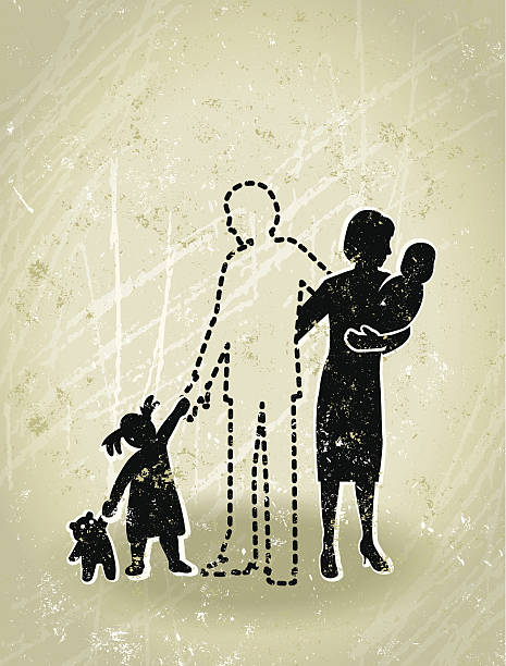 Bereavement - Missing Father from a Family vector art illustration