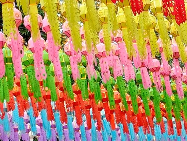 istock Many hanging lanterns on Loy Krathong Day. 1805872031