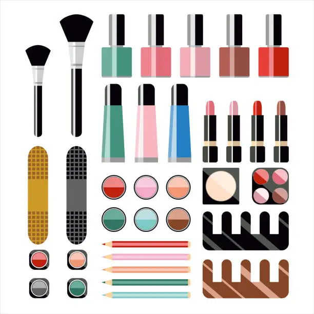 Vector illustration of Makeup kit collection icon.vector illustration design