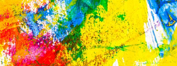 istock Abstract colorful paint banner.  Colorful paint stains texture with copy space. Abstract colorful paint grunge background. 1805881197