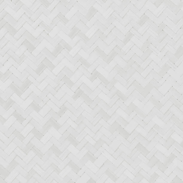 istock Old white bamboo weave texture background, pattern of woven rattan mat in vintage style. 1805888619