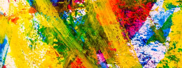 istock Abstract colorful paint banner.  Colorful paint stains texture with copy space. Abstract colorful paint grunge background. 1805893734