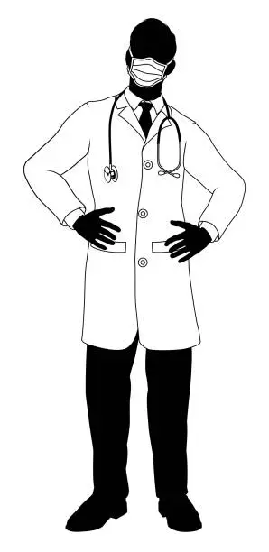 Vector illustration of Doctor Man Medical Silhouette Healthcare Person
