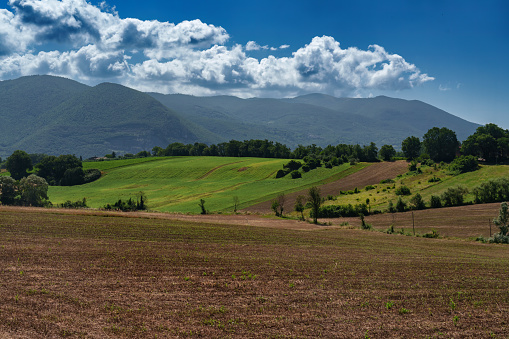 Rural landscape in Umbria near Casteltodino, Terni province, Italy, at summer