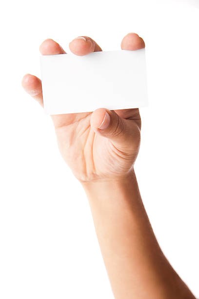 istock Business card in man's hand on white background 180594725