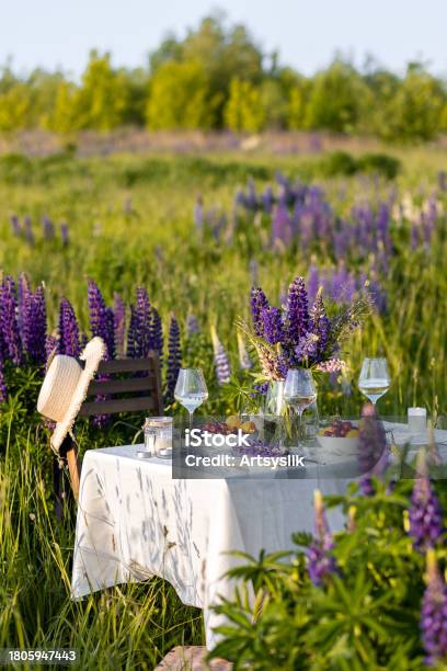 Table Decoration In Lavender Flowers Stock Photo - Download Image Now -  Crochet, Tablecloth, Doily - iStock