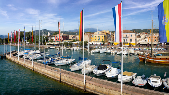 Holidays in Italy - scenic view of the marina and the tourist town of Bardolino on Lake Garda