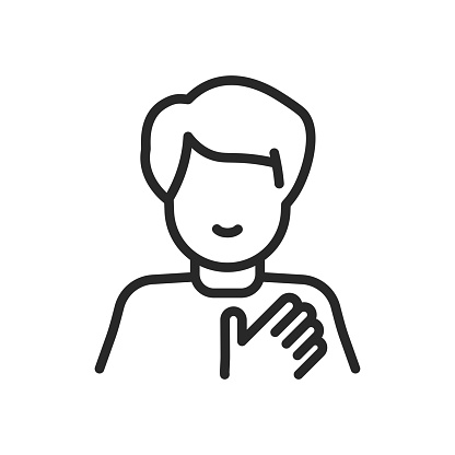 Self Help Icon. Vector Outline Editable Isolated Sign of a Person Filled with Care and Love for Themselves, Symbolizing the Importance of Self-Help and Personal Growth.