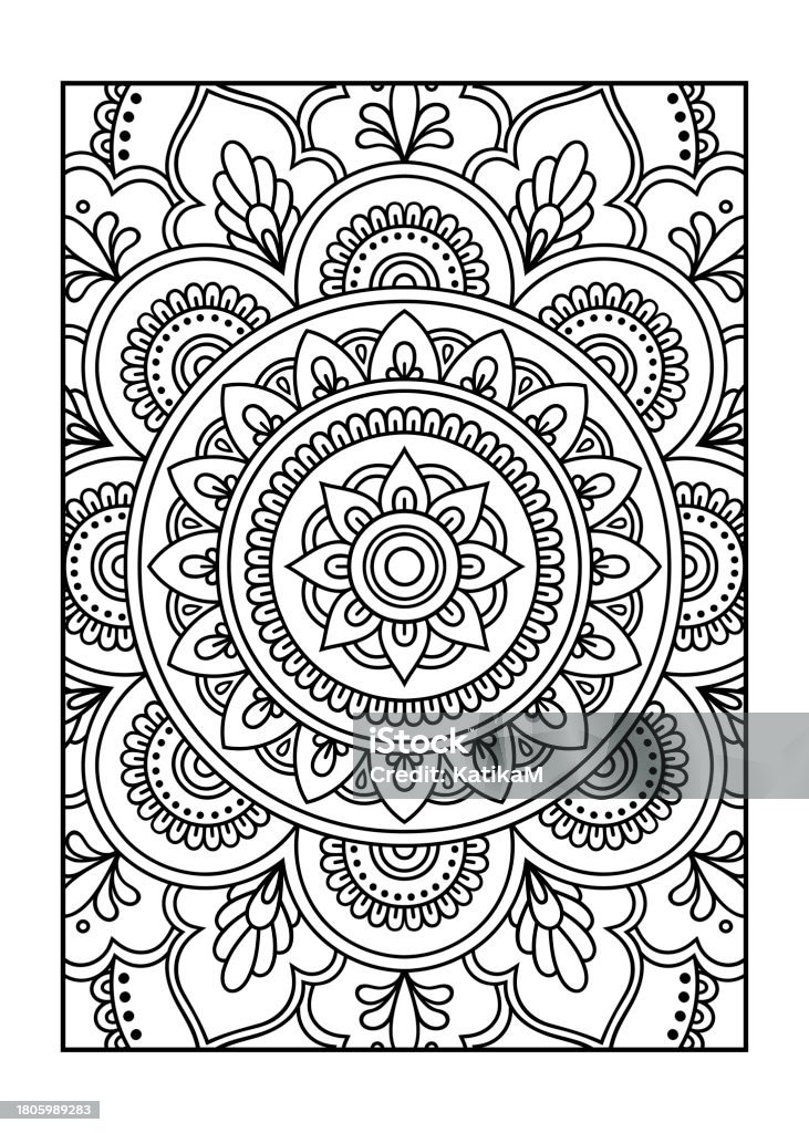 Outline Floral Pattern In Mehndi Style For Coloring Book Page ...