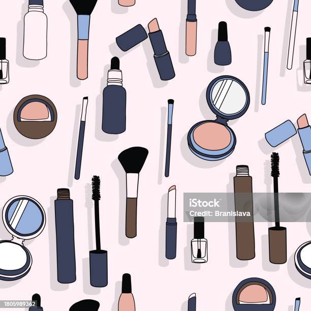 Makeup Pattern Vector Cosmetics Makeup Vector Seamless Pattern Stock Illustration - Download ...
