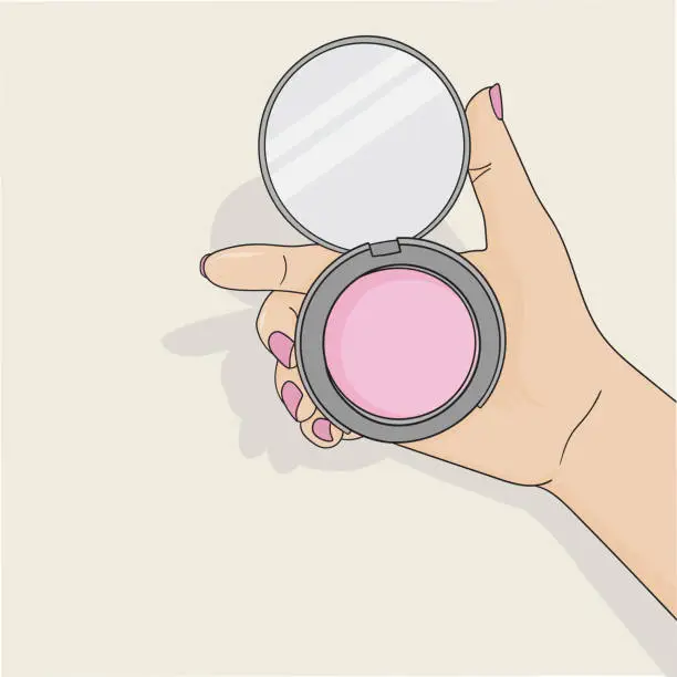 Vector illustration of Female hand holding a makeup box