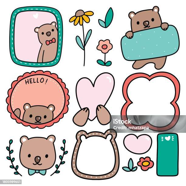 Cute Frame Doodle Scrapbook Element Graphic Element Stock Illustration ...