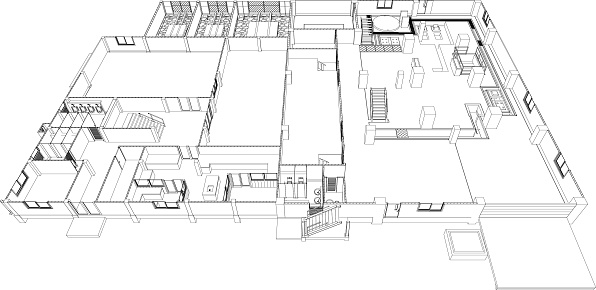 selective focus image of architectural drawings and hand holding mechanical pencil