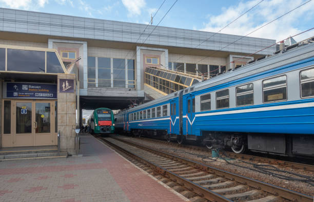 istock Trains at the Minsk-Passenger railway station. 1806001619