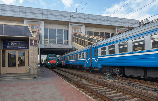 Trains at the Minsk-Passenger railway station