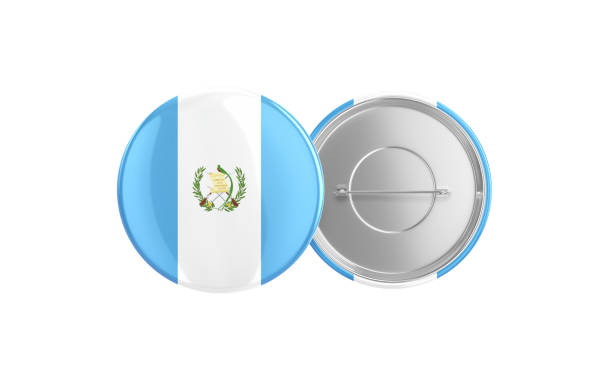 3d Render Guatemala Flag Badge Pin Mocap, Front Back Clipping Path, It can be used for concepts such as Policy, Presentation, Election.