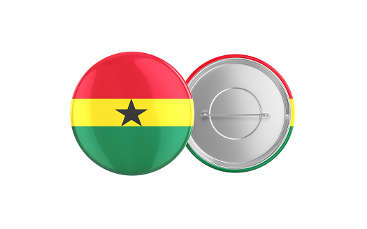 3d Render Ghana Flag Badge Pin Mocap, Front Back Clipping Path, It can be used for concepts such as Policy, Presentation, Election.
