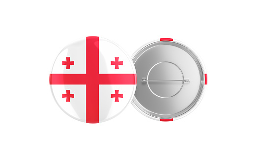 3d Render Georgia Flag Badge Pin Mocap, Front Back Clipping Path, It can be used for concepts such as Policy, Presentation, Election.