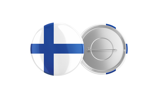 3d Render Finland Flag Badge Pin Mocap, Front Back Clipping Path, It can be used for concepts such as Policy, Presentation, Election.