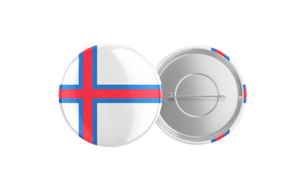 3d Render Faroe islands Flag Badge Pin Mocap, Front Back Clipping Path, It can be used for concepts such as Policy, Presentation, Election.